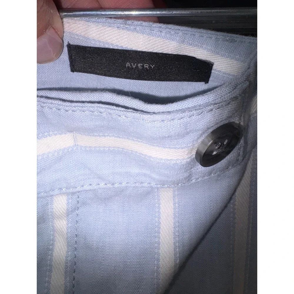 Banana Republic Avery Pants Blue White Striped Linen Cotton Blend Size 6